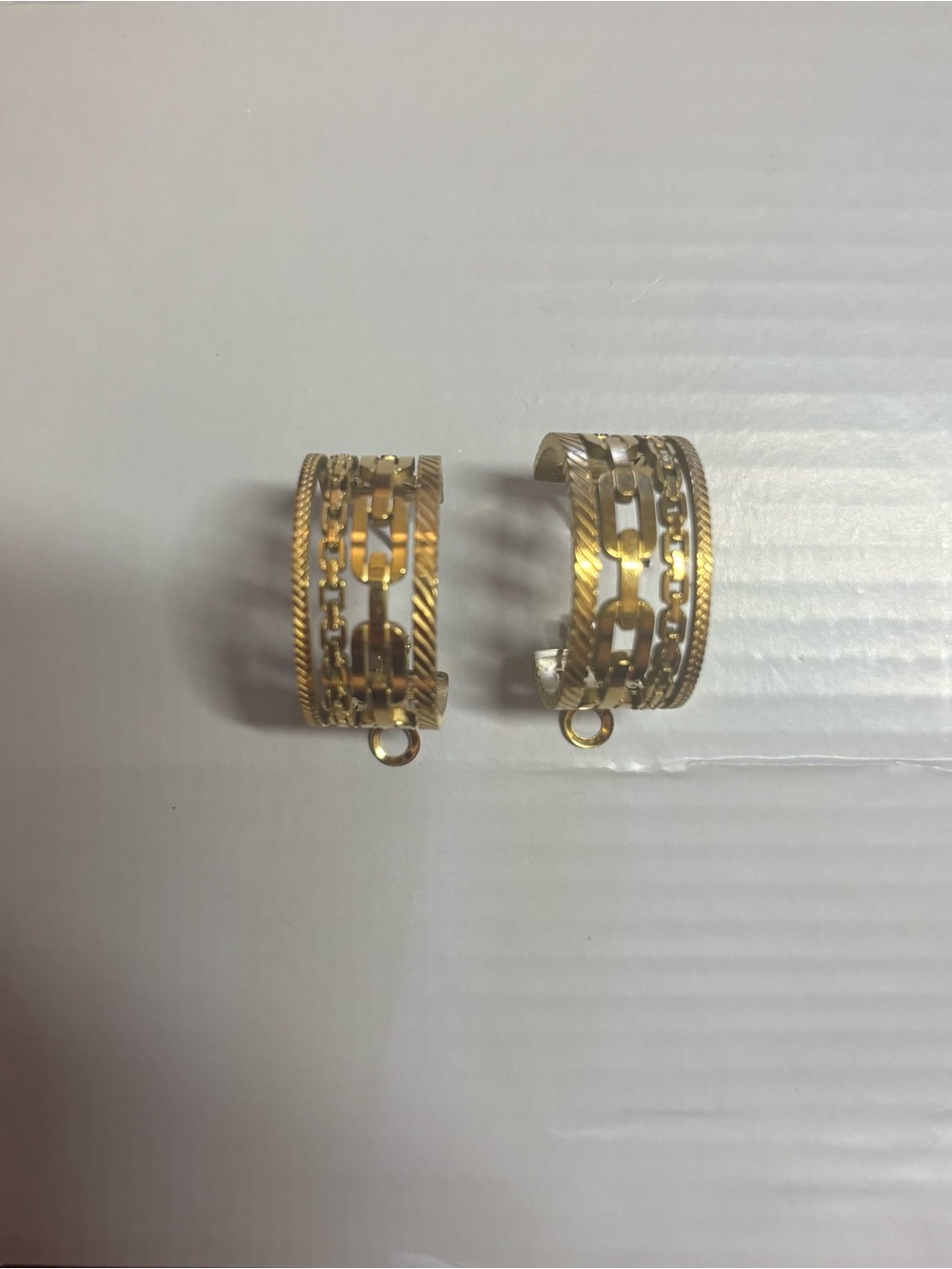 Gold-Tone Chain Link Hoop Earrings